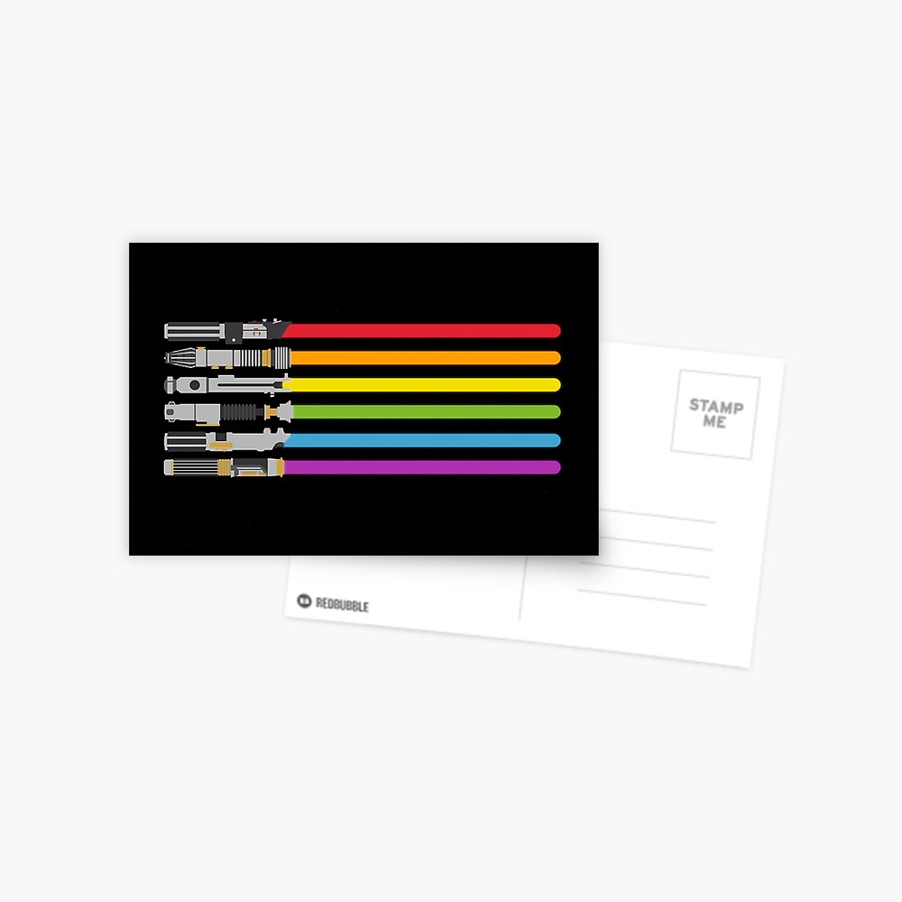 Lightsaber Rainbow Postcard
