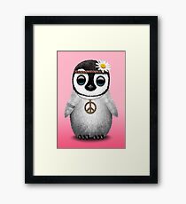 Cute Baby Penguin Hippie Framed Print