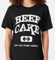 Beef Cake - Lift, Eat, Sleep, Repeat Slim Fit T-Shirt