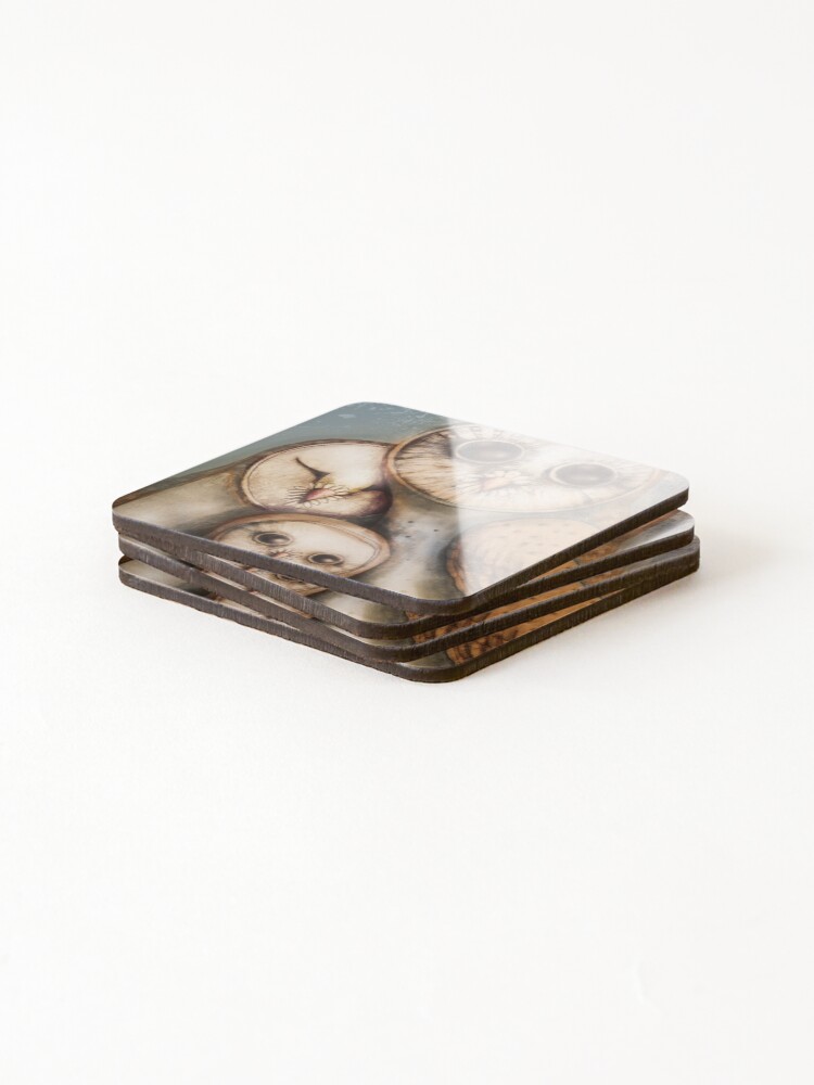 Alternate view of three wise owls Coasters (Set of 4)