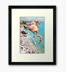 Flamingos on the Beach #redbubble #decor Framed Print