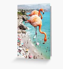 Flamingos on the Beach #redbubble #decor Greeting Card