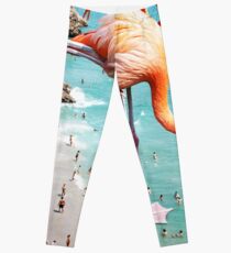 Flamingos on the Beach #redbubble #decor Leggings