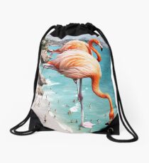 Flamingos am Strand #redbubble #decor Rucksackbeutel