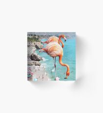 Flamingos am Strand #redbubble #decor Acrylblock