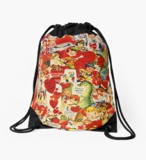 Weinlese-Valentinsgrüße - Retro, Meerjungfrau, Höhlenbewohner, Dino, Dinosaurier, Schloss, königlich, König, Königin, Faun, Welpe, Hund, Dachshund, Wurst, Kamel, Cowboy, Tiger, Robin Hood, Mädchen, Junge, Paare, Seepferdchen Turnbeutel