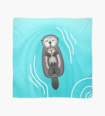 Mother and Pup Sea Otters - Mom Holding Baby Otter Scarf