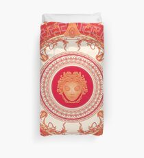 Versace Inspired Design with Medusa - Red Duvet Cover