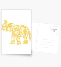 Mandala-Elefant-Gelb Postkarten