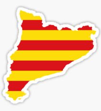 Flag Map of Catalonia Sticker