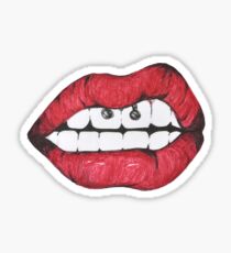 Red lips with a piercing Sticker