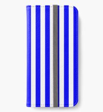 Large Royal Blue Stripe and White Vertical Cabana Tent Stripes iPhone Wallet/Case/Skin