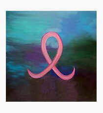 Supportive Pink Breast Cancer Awareness Ribbon on Jewel Tone Background Photographic Print