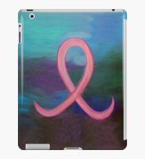 Supportive Pink Breast Cancer Awareness Ribbon on Jewel Tone Background iPad Case/Skin