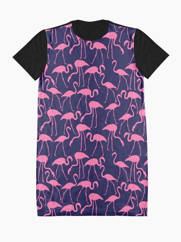 Alternate view of Pink and Navy Flamingo Print Graphic T-Shirt Dress
