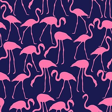 Artwork thumbnail, Pink and Navy Flamingo Print by heartlocked