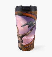 Wonderful steampunk lady with steam dragon Travel Mug