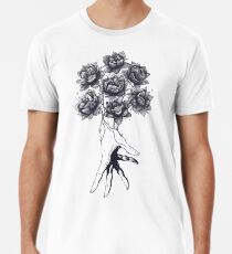 Camiseta premium Hand with lotuses on black