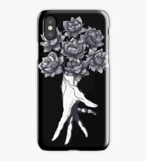 Hand with lotuses on black iPhone Case