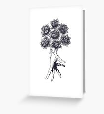 Hand with lotuses on black Greeting Card