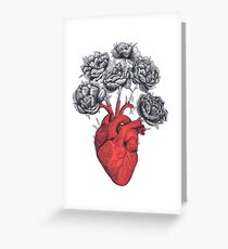 Heart with peonies Greeting Card
