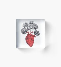 Heart with peonies Acrylic Block