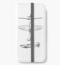Supermarine, Spitfire, Supermarine, Spitfire, Fighter, WWII, 1942, Fighter, WWII, 1942, Black on White iPhone Wallet/Case/Skin