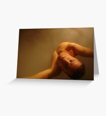 Man in White Steam Greeting Card