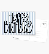 Happy Birthday Blue Stripes Postcards
