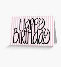 Happy Birthday Pink Stripes Greeting Card