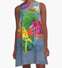 abstract embroidery A-Line Dress