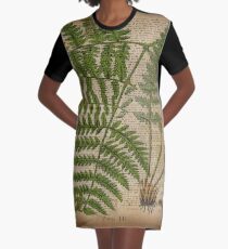 vintage foliage hipster botanical print fern leaves Graphic T-Shirt Dress