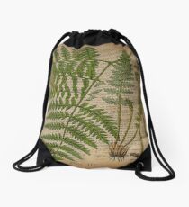Mochila de cuerdas vintage follaje hipster botánico imprimir hojas de helecho