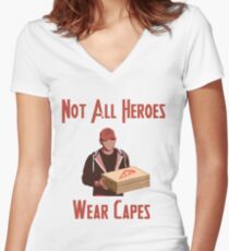 Pizza Held Shirt mit V-Ausschnitt