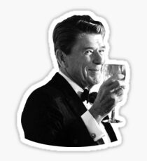 Pegatina El presidente Reagan haciendo una tostada