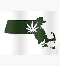 Marijuana Leaf Massachusetts Poster