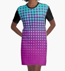 Modern techno shrinking polka dots opal and strong fuchsia Graphic T-Shirt Dress