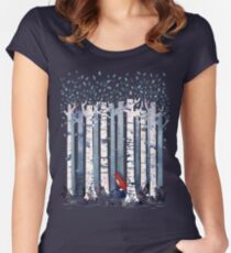 Die Birken (in Blau) Tailliertes Rundhals-Shirt