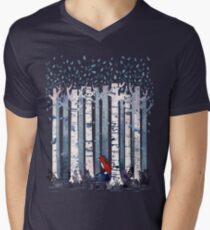 Die Birken (in Blau) T-Shirt mit V-Ausschnitt für Männer