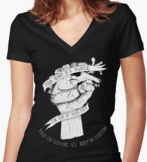 Your Heart Is A Muscle Reverse Women's Fitted V-Neck T-Shirt