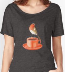 coffee loving robin bird Women's Relaxed Fit T-Shirt