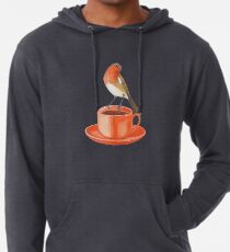 Kaffee liebender Rotkehlchenvogel Leichter Hoodie