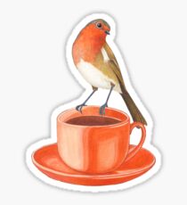 coffee loving robin bird Sticker