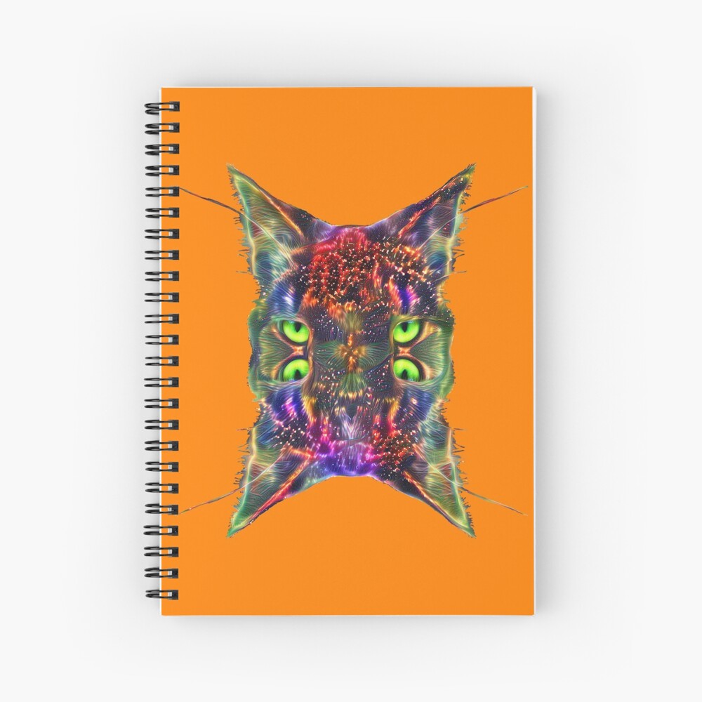 Artificial neural style Space galaxy mirror cat Spiral Notebook