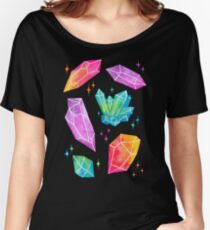 Watercolor Crystals // Black Women's Relaxed Fit T-Shirt