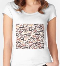 Camiseta entallada de cuello redondo Dachshunds o salchichas