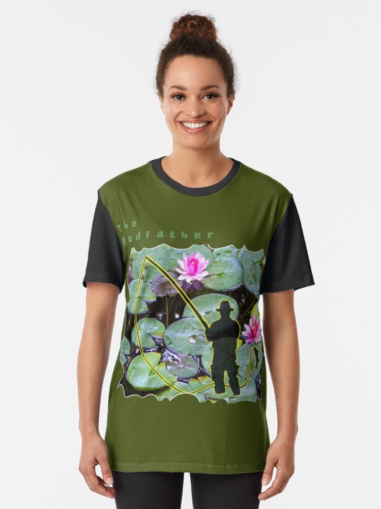 Alternate view of THE RODFATHER FLY FISHING FISHERMAN Graphic T-Shirt