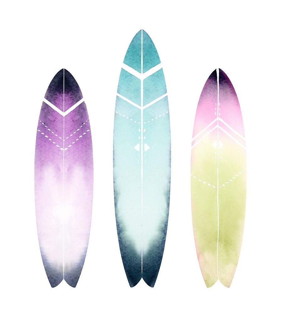 "Tribal Surfboards Colorful Surf Art" by coraeklund Redbubble