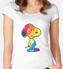 rainbow snoopy Women's Fitted Scoop T-Shirt