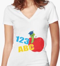 ABC Worm Women's Fitted V-Neck T-Shirt